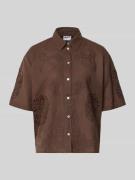 Jake*s Casual Bluse aus Leinen-Baumwoll-Mix mit Motiv-Stitching in Dun...
