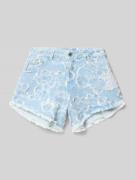 Guess Jeansshorts mit Fransensaum und Label-Detail in Blau, Größe 128