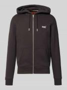 Superdry Sweatjacke mit Kapuze und Logo-Stitching in Anthrazit, Größe ...