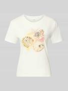 Marc Cain T-Shirt mit Motiv-Print und Strasssteinbesatz in Offwhite, G...