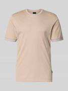 bugatti T-Shirt mit Rundhalsausschnitt in Beige, Größe L