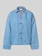 comma Jeansbluse mit überschnittenen Schultern in Blau, Größe 34