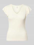 Only Slim Fit Top aus Viskose-Mix Modell 'BELLA' in Weiss, Größe L