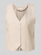 FREE/QUENT Weste aus Leinen-Mix mit V-Ausschnitt Modell 'lavasi' in Sa...