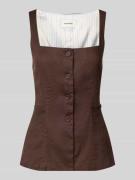 Stefanel Top aus Leinen-Mix mit Karree-Ausschnitt in Hazel, Größe 34