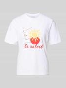 Vila T-Shirt mit Stitching Modell 'NORA' in Weiss, Größe L