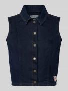 Guess Jeans Cropped Jeansbluse mit Label-Patch in Dunkelblau, Größe L