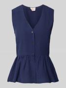 EMME Weste mit V-Ausschnitt und Schößchen Modell 'ELMO' in Marine, Grö...