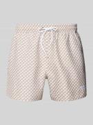 BOSS Relaxed Fit Badeshorts mit Allover-Muster Modell 'CATFISH' in Bei...
