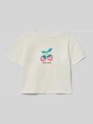 GAP T-Shirt mit Motiv- und Statement-Stitching in Ecru, Größe 104