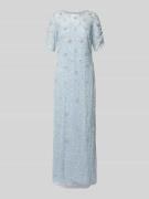 Adrianna Papell Maxikleid mit Pailletten und Perlen in Bleu, Größe 38