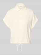 Mustang Regular Fit Bluse aus Viskose-Leinen-Mix mit Tunnelzug in Offw...