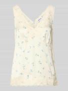 Jake*s Casual Blusentop aus Viskose mit Spitzenbesatz in Offwhite, Grö...