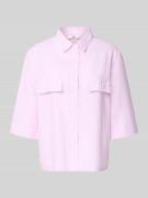 0039 Italy Bluse aus Leinen-Mix mit Brusttaschen Modell 'BEA' in Hellr...