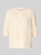 Jake*s Collection Regular Fit Bluse mit floralem Zierbesatz in Beige, ...