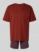 Schiesser Pyjama in minimalistischem Design in Bordeaux, Größe 48