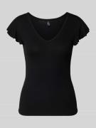 Only Slim Fit Top aus Viskose-Mix Modell 'BELLA' in Black, Größe L