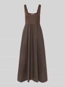 comma Midikleid aus Baumwoll-Mix mit Karree-Ausschnitt in Dunkelbraun,...