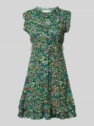 Apricot Minikleid aus reiner Viskose mit floralem Allover-Print in Gru...