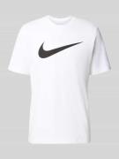 Nike T-Shirt mit Logo-Print Modell 'Swoosh' in Weiss, Größe L