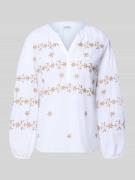 More & More Bluse mit Tunikakragen und kurzer Knopfleiste in Weiss, Gr...