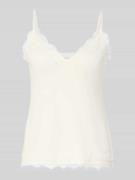 Jake*s Collection Spitzentop mit V-Ausschnitt in Offwhite, Größe L