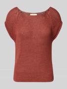 Stefanel T-Shirt in Strick-Optik mit Rundhalsausschnitt in Rostrot, Gr...