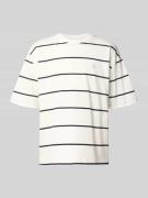 REVIEW T-Shirt mit Rundhalsausschnitt und Logo-Stitching in Offwhite, ...