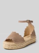 Espadrij Sandalette aus Leder Modell 'LYON' in Taupe, Größe 36