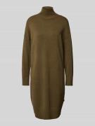QS Knielanges Strickkleid mit gerippten Abschlüssen in Dunkelgruen, Gr...