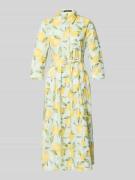 Oui Hemdblusenkleid im Allover-Look mit Bindegürtel in  Melange, Größe...
