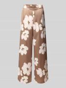 s.Oliver BLACK LABEL Loose Fit Satinhose mit Allover-Muster in Mittelb...