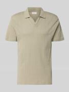 Lindbergh Regular Fit Poloshirt in Jaquard-Strick in Oliv, Größe L