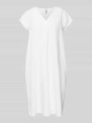 Soyaconcept Knielanges Leinenkleid mit V-Ausschnitt Modell 'Ina' in We...