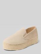 Espadrij Espadrilles aus Leder mit Plateausohle in Beige, Größe 37