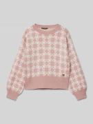 Guess Strickpullover mit gerippten Abschlüssen in Rose, Größe 164