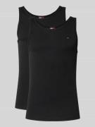 Tommy Jeans Slim Fit Tank Top aus reiner Baumwolle im 2er-Pack in Blac...