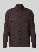 BOSS Regular Fit Overshirt aus Leinen-Mix in Dunkelbraun, Größe L