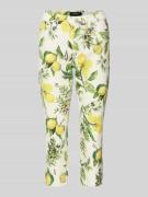 Marc Cain Slim Fit Jeans mit floralem Allover-Print in Weiss, Größe 34