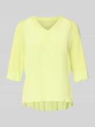 Marc Cain T-Shirt mit V-Ausschnitt und 3/4-Arm in Neon Gelb, Größe 34