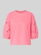 Tom Tailor T-Shirt mit 3/4-Arm und Lochstickerei in Pink, Größe 34