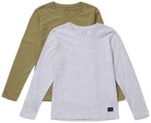 Luca &  Lola Abel Langarmshirt 2er-Pack, Grey Melange/Brown 134-140