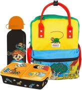 Pippi Langstrumpf Kinder Rucksack inkl. Flasche &  Brotdose, Gelb