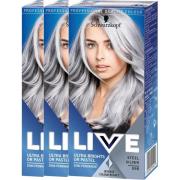 Schwarzkopf LIVE Ultra Brights or Pastel 098 Steel Silver  3-pack