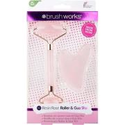 Brushworks HD Rose Quartz Roller & Gua Sha