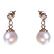 Dazzling Earring Col Clear Crystal On Stud W Hanging MOP Gold