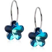 Blomdahl Natural Titanium Ear Ring 14 mm  Flower 12 mm, Turquoise