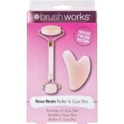 Brushworks HD Rose Quartz Roller & Gua Sha