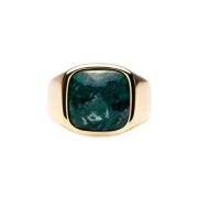 IX Studios Cushion Signet Marble Ring 22 kt. Silber Vergoldet DMN0282G...