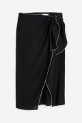 H&M Wickelrock aus Leinenmix Schwarz, Röcke in Größe 32. Farbe: Black